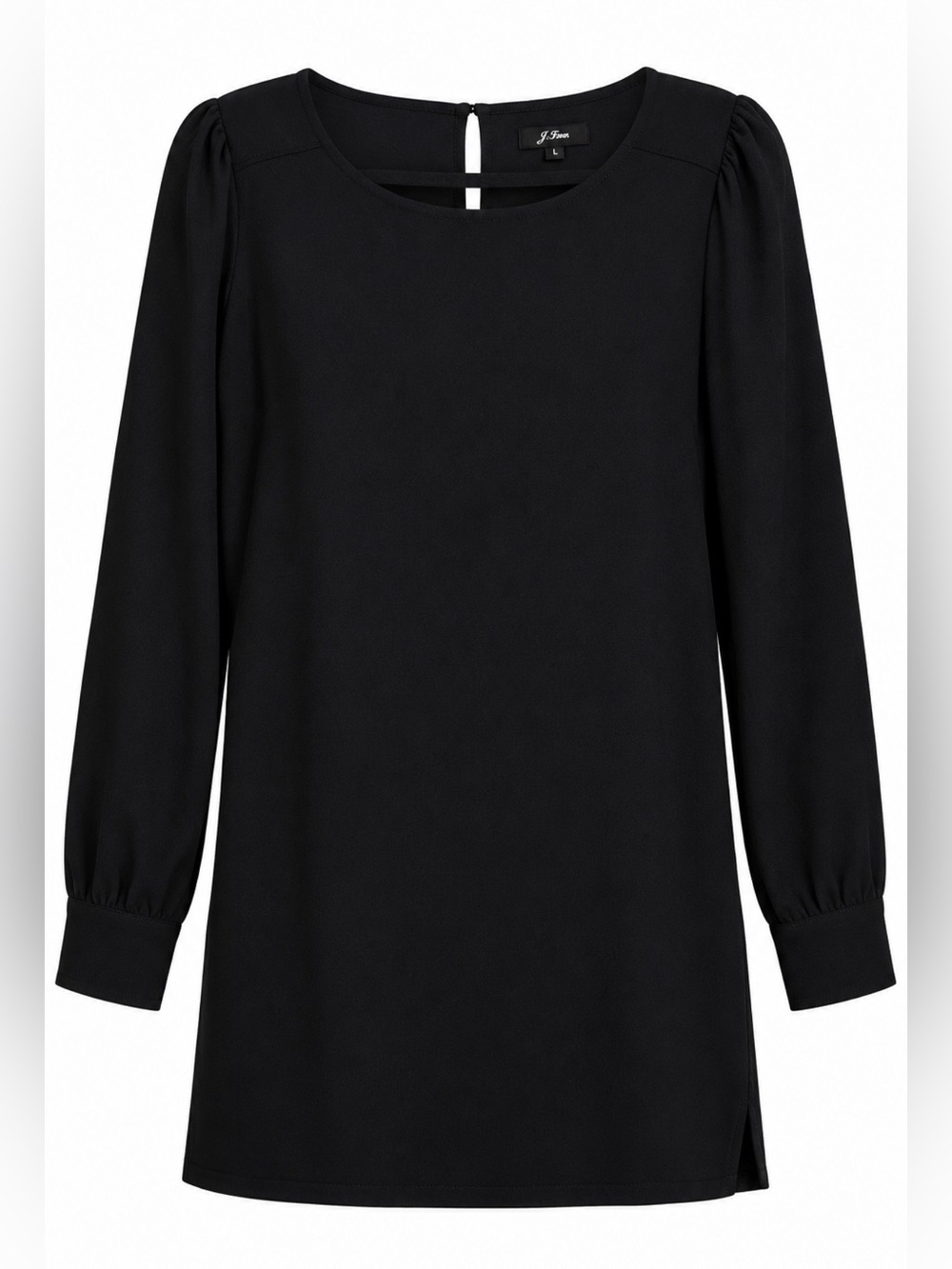 NWOT J. Crew Black Everyday Crepe Long-Sleeve Tunic Shift Dress K4518, Size 10